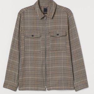 New H&M Checkered Shirt Jacket size M -Beige